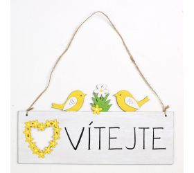 Záves vítejte drevo 29x0,5x14,7cm biely