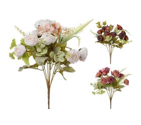 Kytica ruža, hydrang., drob.kvety, zeleň, 3f 29cm