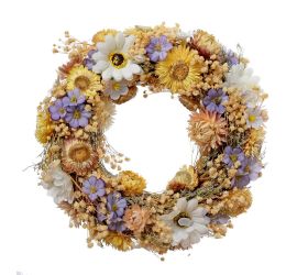 Veniec prírodný slamienky krém/ žl./fial 25cm