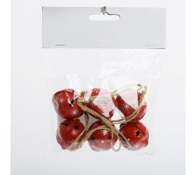 Záves rolničky červené kov s/6 3,5*3,5*9,5cm