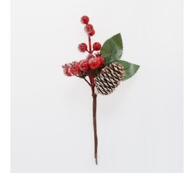 Zápich čer. bobule, šiška, ľad, zeleň 20cm