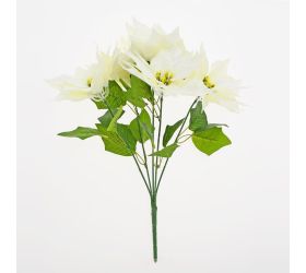 Kytica vianočná ruža biela, zeleň 45cm