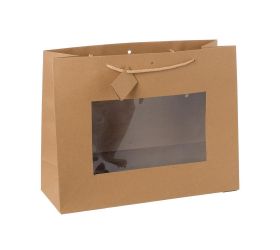 Taška kraft darč s oknom 40x31+15cm