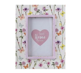 Rámik kvetinový motív bie/fia drevo 18*23*0,9cm