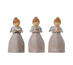 Anjel béž/str kniha,sviečka,kríž mix/3 poly 7*6*15cm