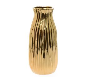 Váza keramika 12x12x28cm zlatá