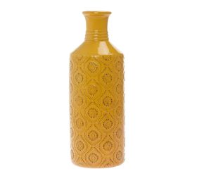 Váza ornament žltá keramika 11.5*11.5*31cm