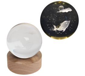 Led guľa sklo na drev.podstavci s podsvietením ryba 8*10cm