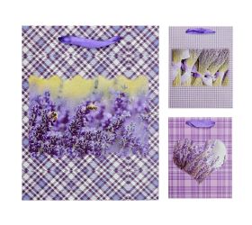 Darčeková taška l 44x31x12cm kvety gliter