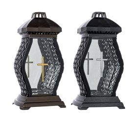 Lampion lucerna  ratan s krížom 35x18x15cm