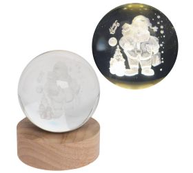 Led guľa sklo na drev.podstavci s podsvietením santa 8*10cm
