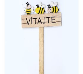 Zápich včely vitajte drevo natural 22x47x0,5cm