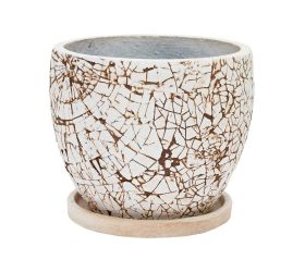 J98 kvetináč + miska okrúhly bielo/čierna 30xh25cm s