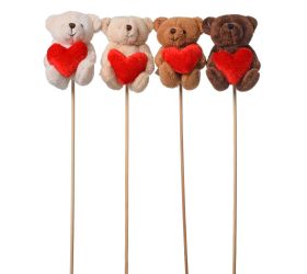 Medvedík so srdcom zápich mix  8cm