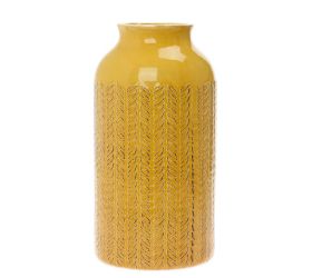 Váza ornament žltá keramika 15*15*29.5cm