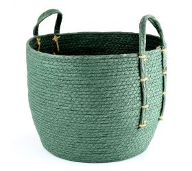 Super cena košík z papiera tmavo zelená veľký 24x33cm