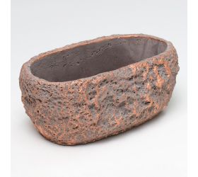 Obal oval cement šedý s medenou 20x11x8.5cm