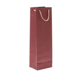 Taška papier fľaša kraft bordo 12x39+9
