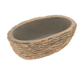 Obal ovál cement bledo-sivo-zlatý 20cm