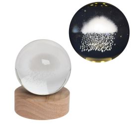 Led guľa sklo na drev.podstavci s podsvietením dážď 8*10cm