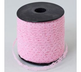Stuha čipka 9mmx100y ružová