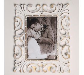 Fotorámik ornament drevo 21,5x1x26,5cm biely