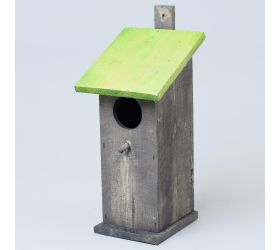 Td015.mz  zahniezďovacia budka sivá+zel.strecha 14x13x30/35cm