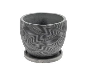 J125 kvetináč + miska kiki  antik šedá 24x19,6cm s