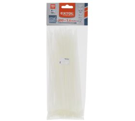 Pásky sťahovacie bie., 3,6x200mm,100ks pr.50mm,18kg