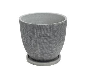 J137 kvetináč + miska beth tm.šedá 27x23,8cm