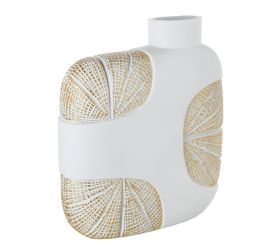 Váza deco biela vzor mušla 29,5x9,5xv33cm