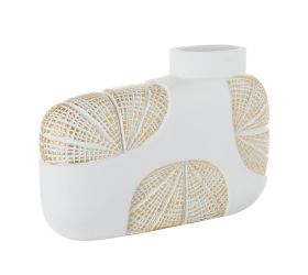 Váza deco biela vzor mušla 31x9,5xv21,5cm