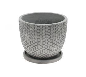 J106 kvetináč+miska okrúhly mila šedá 30x24,5cm m
