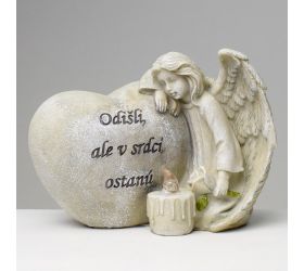 Anjel pri srdci led 16,5x10x13cm polyres