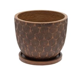 J63 kvetináč + miska okrúhly jill hnedá 24h19,6cm s