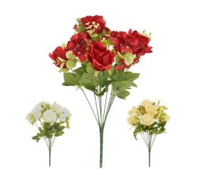 Kytica ruža, drob. kvety, zeleň mix/3f 50cm