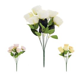 Kytica ruža, zeleň, mix/3f 43cm