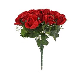 Kytica ruža červená, gypsa, zeleň 35cm