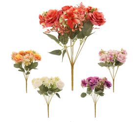 Kytica ruža, drob.kvety, zeleň mix/5f 35cm