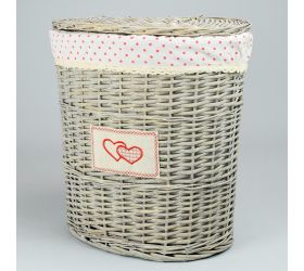 354fl/s prútený koš s/3 šedý vzor bodka m:43x32x45cm