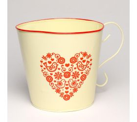 Obal s uchom kov červené folk srdce v:16,5x18cm