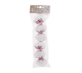 Záves vajíčka biele s kvetmi s/6 plast 6cm