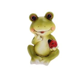 Žaba s lienkou zelená keramika 9*8,5*13cm