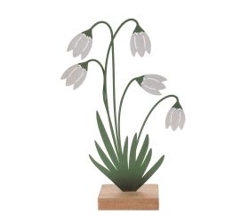Snežienky bielo-zelené plech 23,5*17,5*5cm