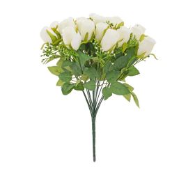 Kytica ruža biela zeleň 39cm