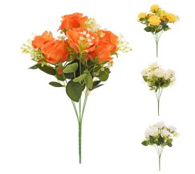 Kytica ruža, drob.kvety, zeleň mix/4f 35cm