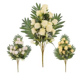 Kytica ruža, drob.kvety, zeleň, mix/3f 55cm