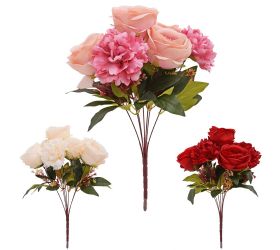 Kytica ruža, pivónia x7 42cm mix/3f