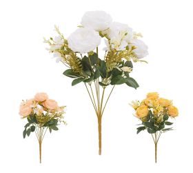 Kytica ruža anglická x9, zeleň 43cm mix/3f