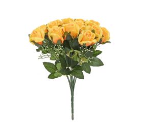 Kytica ruža žltá, gypsa, zeleň 35cm